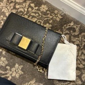 Ivanka Trump Black faux leather evening clutch